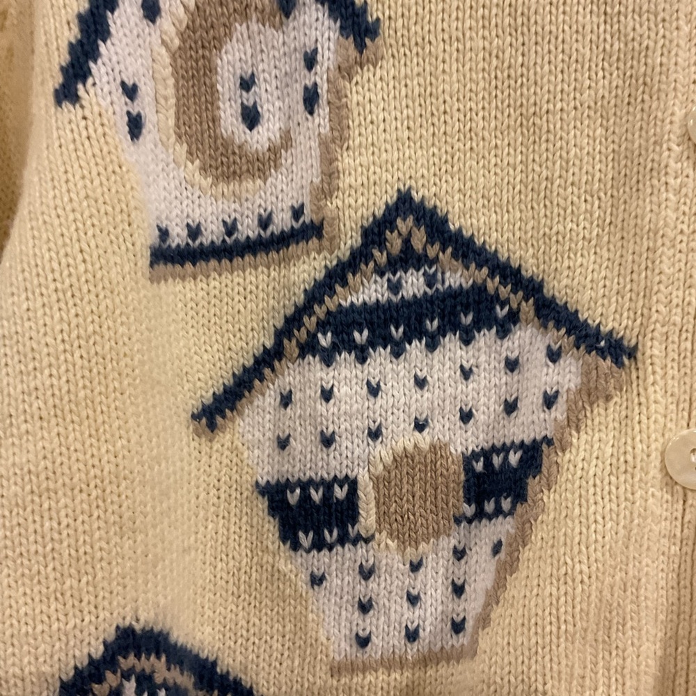 Christopher & Banks Hand Embroidered Birdhouse Cardigan Sweater Size M - Picture 2 of 10